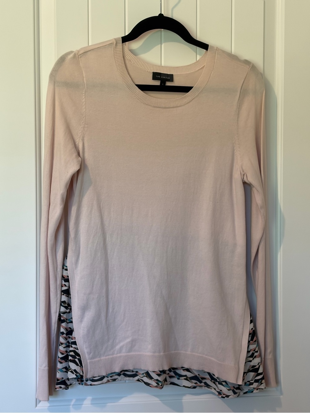 The limited mixed media sweater size small pink lightweight top